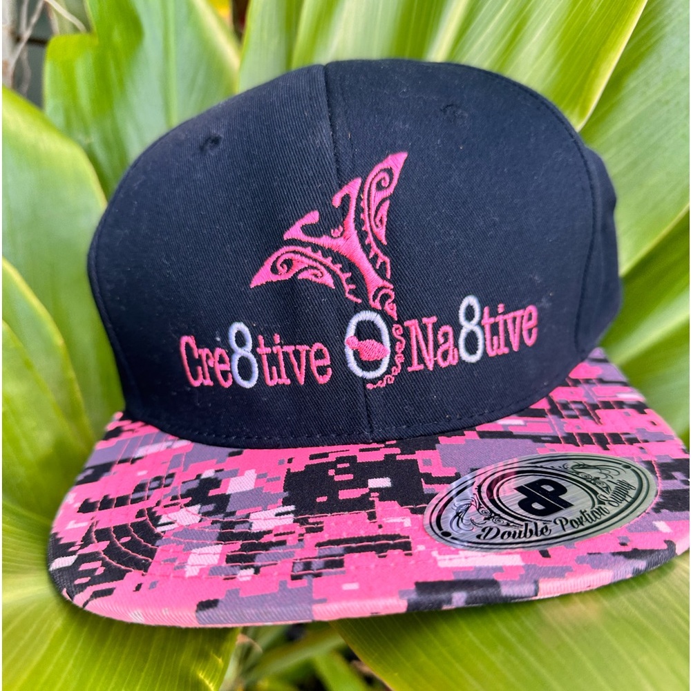 Cre8tive Na8tive DP Supply Maui Hawaii Pink Black Camouflage Snap Back Hat